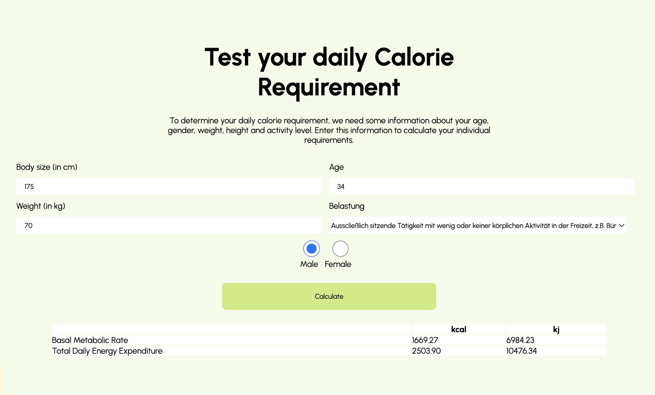 caloriecalculator